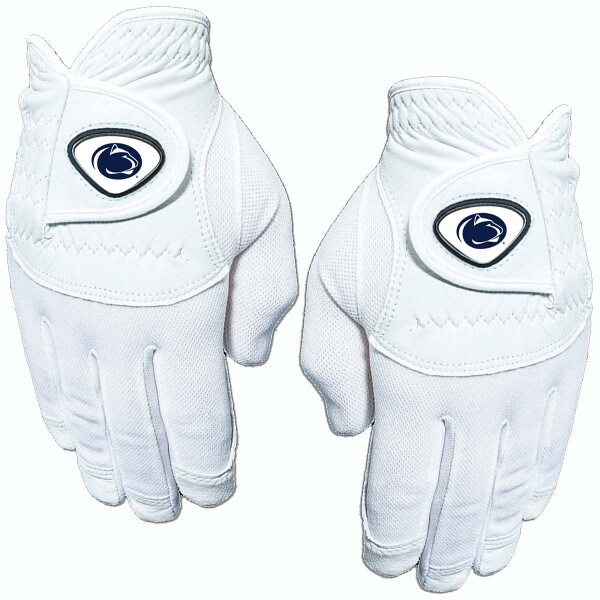white right and left hand golf gloves with Penn State Athletic Logo